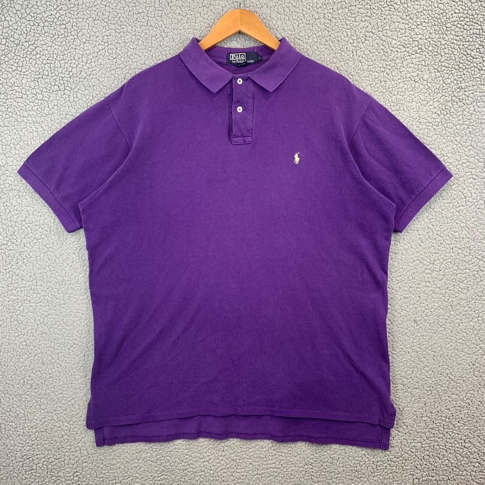 Vintage Polo by Ralph Lauren Made in USA Polo Shirt Size XL Purple Yellow Pony